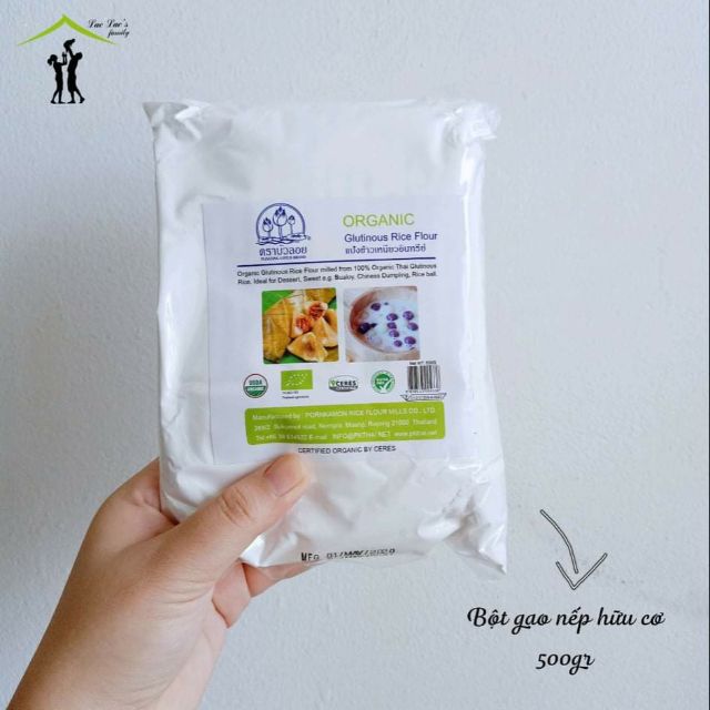 Bột gạo nếp hữu cơ Thái Lan cho bé ăn dặm và nấu ăn gia đình, gói 500gr