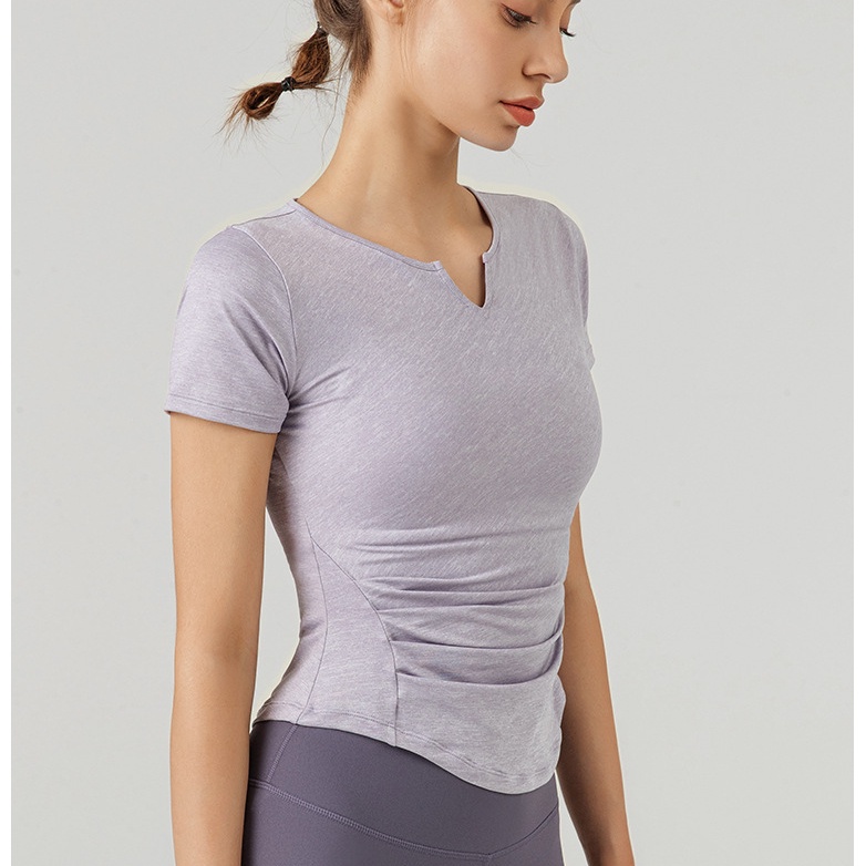 Áo thun yoga AIRACTIVE LEISURE YXH DS280V ngắn tay cổ chữ V thời trang gợi cảm
