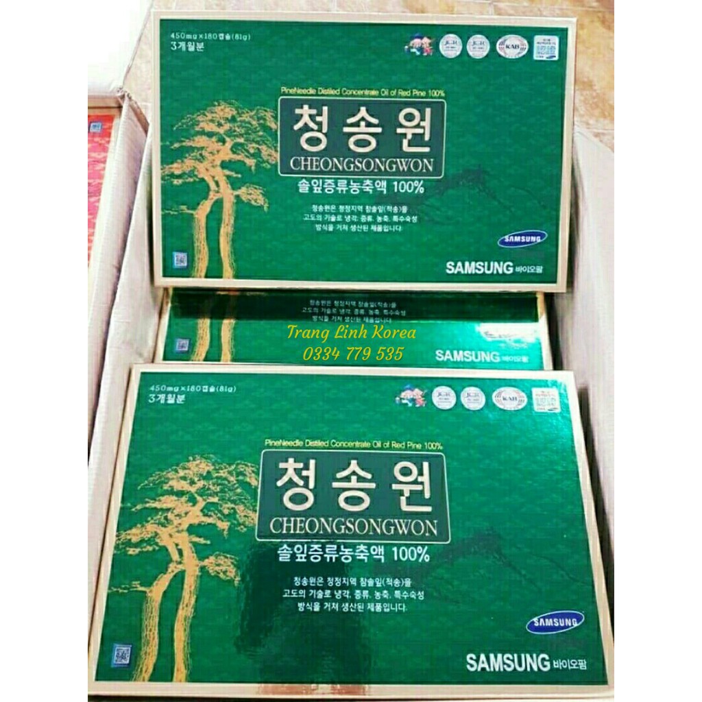  Tinh dầu thông đỏ hàn quốc Cheongsongwon cao cấp, hộp xanh 180 viên - tranglinhkorea | BigBuy360 - bigbuy360.vn