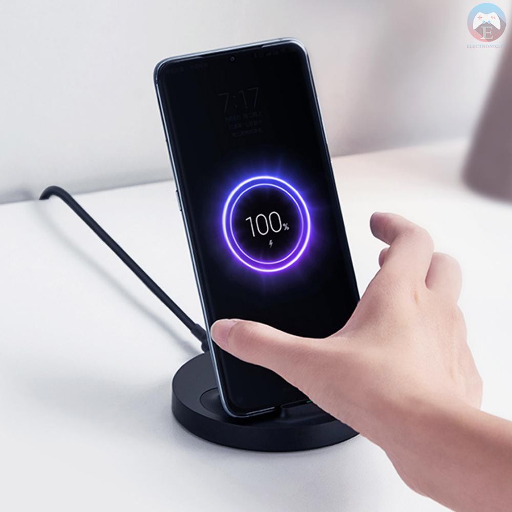 Ê Xiaomi Vertical Wireless Charger 20W Max with Flash Charging Qi Compatible Multiple Safe Stand Horizontal for Mi 9 (20W) MIX 2S iPhone Samsung