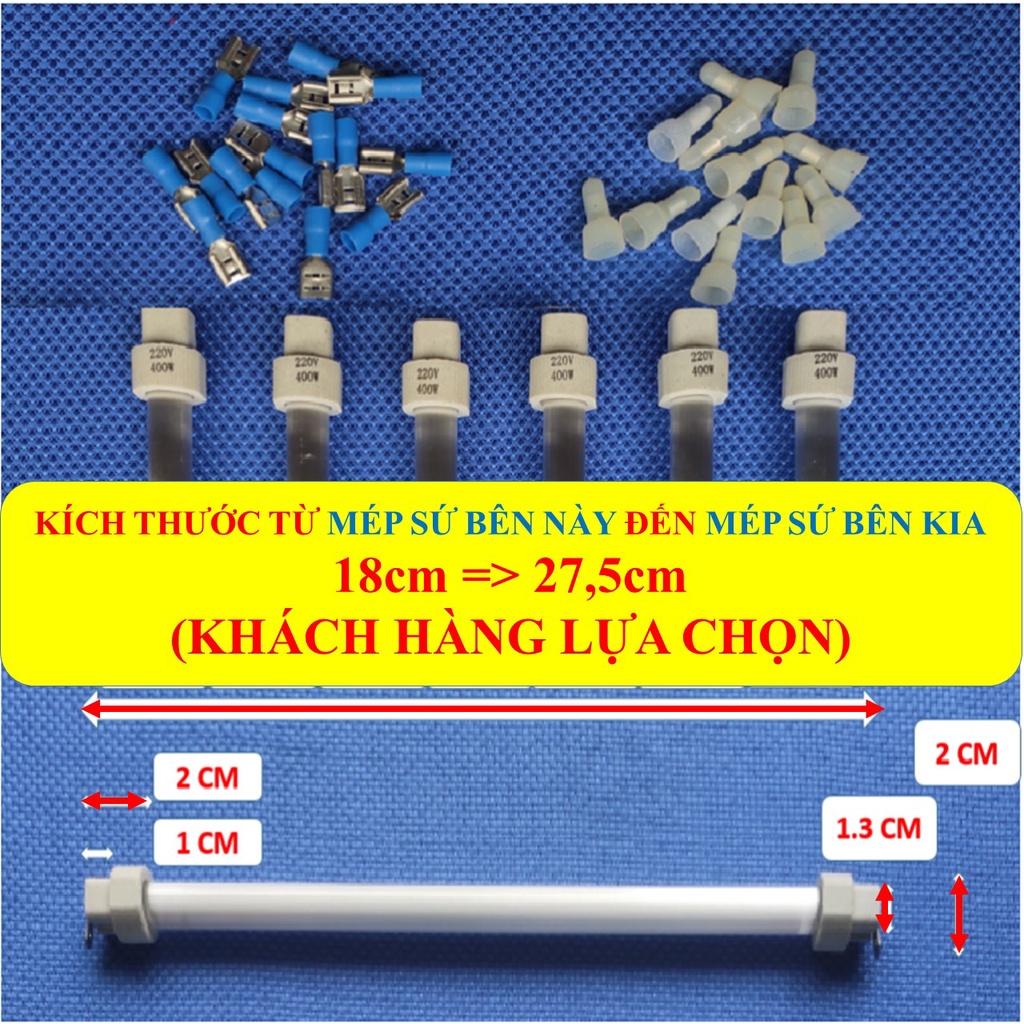 1 Bóng sưởi, Bóng sấy 400W LOẠI 1 ĐỘ TINH KHIẾT CAO  kích thước: 18cm đến 27,5cm