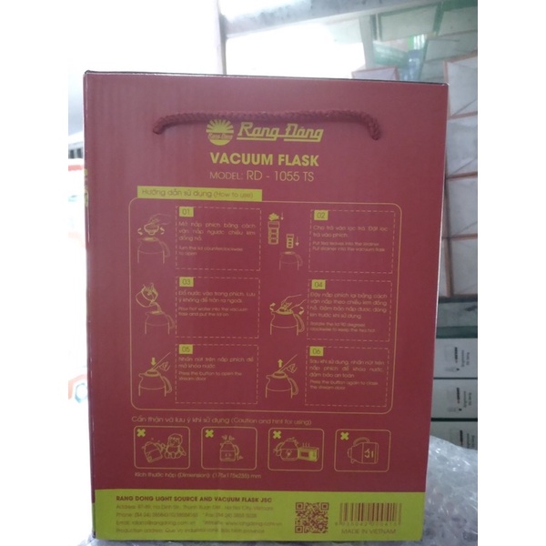Bình thủy trà 1 lit Rạng Đông 1055 Inox / Nhựa
