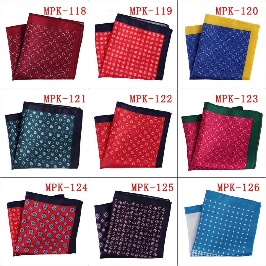 Khăn Tay Vuông Bỏ Túi 23CM * 23CM Bằng Lụa Mềm In Họa Tiết Hoa / Chấm Bi Cổ Điển Sang Trọng Cho Nam