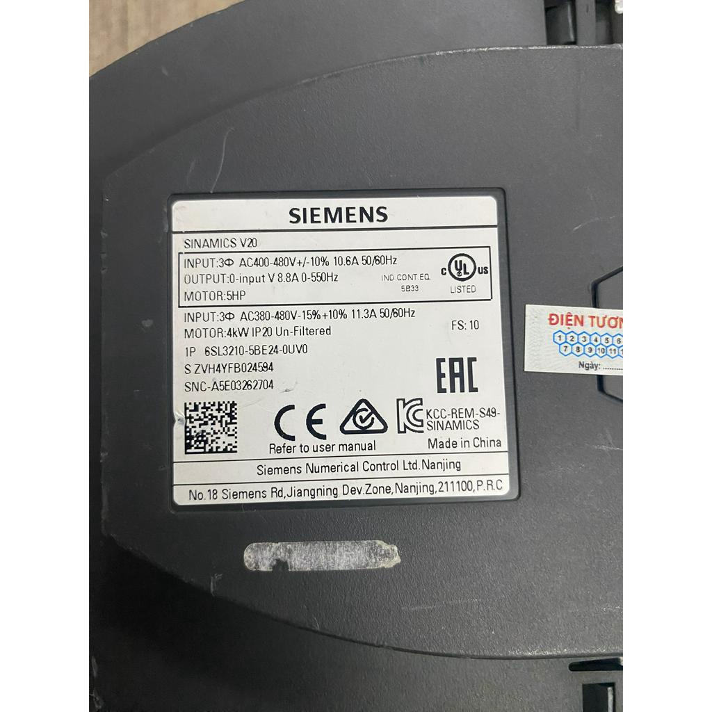 Biến tần SIEMENS  V20  nguồn 380VAC công suất 3.7kW tháo máy