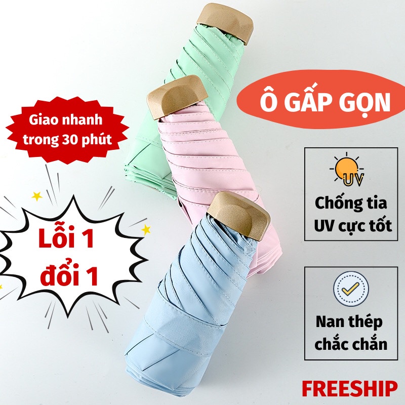 Ô Che Mưa Dù Gấp Gọn Đi Nắng Mini 2 Lớp Chống Thấm Cao Cấp Dù Che Mưa Toki