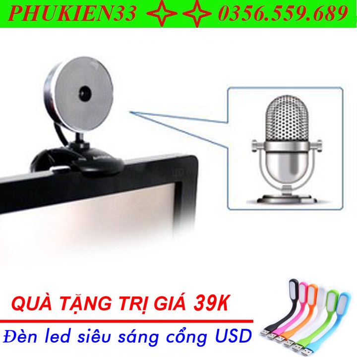 Webcam Học trực tuyến, Live Stream Học Online Dùng Cho Máy Tính, Laptop A4TECH PK-520F tặng kèm đèn Led USB siêu sáng