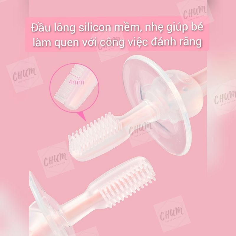 Bàn chải silicon đánh răng, tưa lưỡi cho bé từ 0-2 tuổi