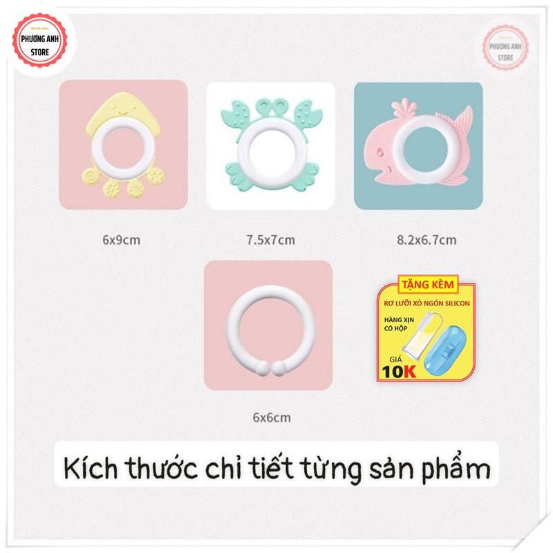 BỘ GẶM NƯỚU LỤC LẠC SILICON SET 8 MÓN CÓ HỘP CHO BÉ 💛FREESHIP XTRA💛 HÀNG CHÍNH HÀNG BABY RATTLE CAO CẤP