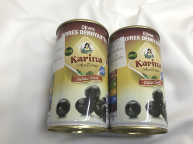 350g - Vừa 1 Đĩa gia đình - Quả oliu đen tách hạt Tây Ban Nha Karina - Quả oliu ăn trực tiếp hoặc làm salad 350g Karina
