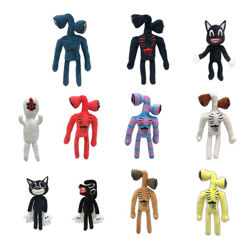 Siren Head đồ chơi nhồi bông Hình Mèo Đen Miệng To 30cm