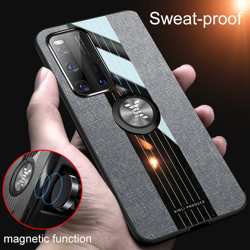 Ốp Lưng Vải Có Nhẫn Đỡ Điện Thoại Cho Huawei P40 Pro Plus / P40 Lite