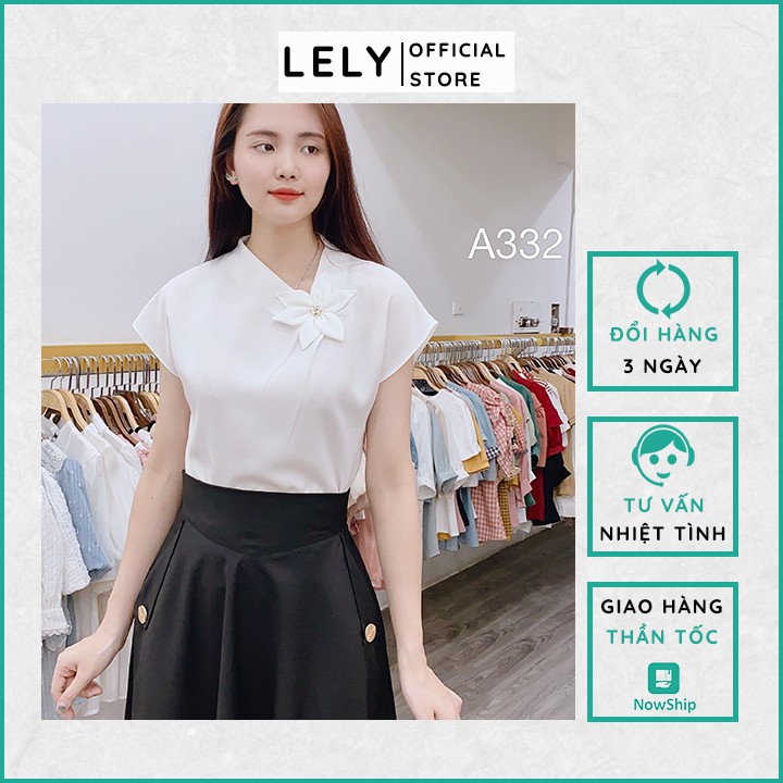 Áo sơ mi công sở tay cánh tiên LELY A332 áo sơ mi xếp hoa cổ