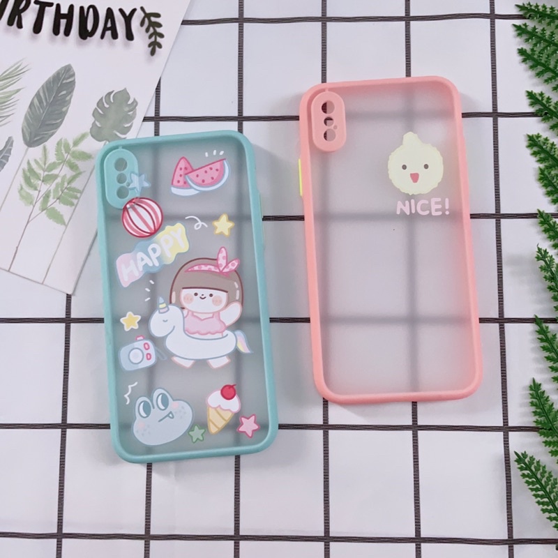 Ốp iPhone X/Xs Viền Nhựa Dẻo In Hình Dễ Thương