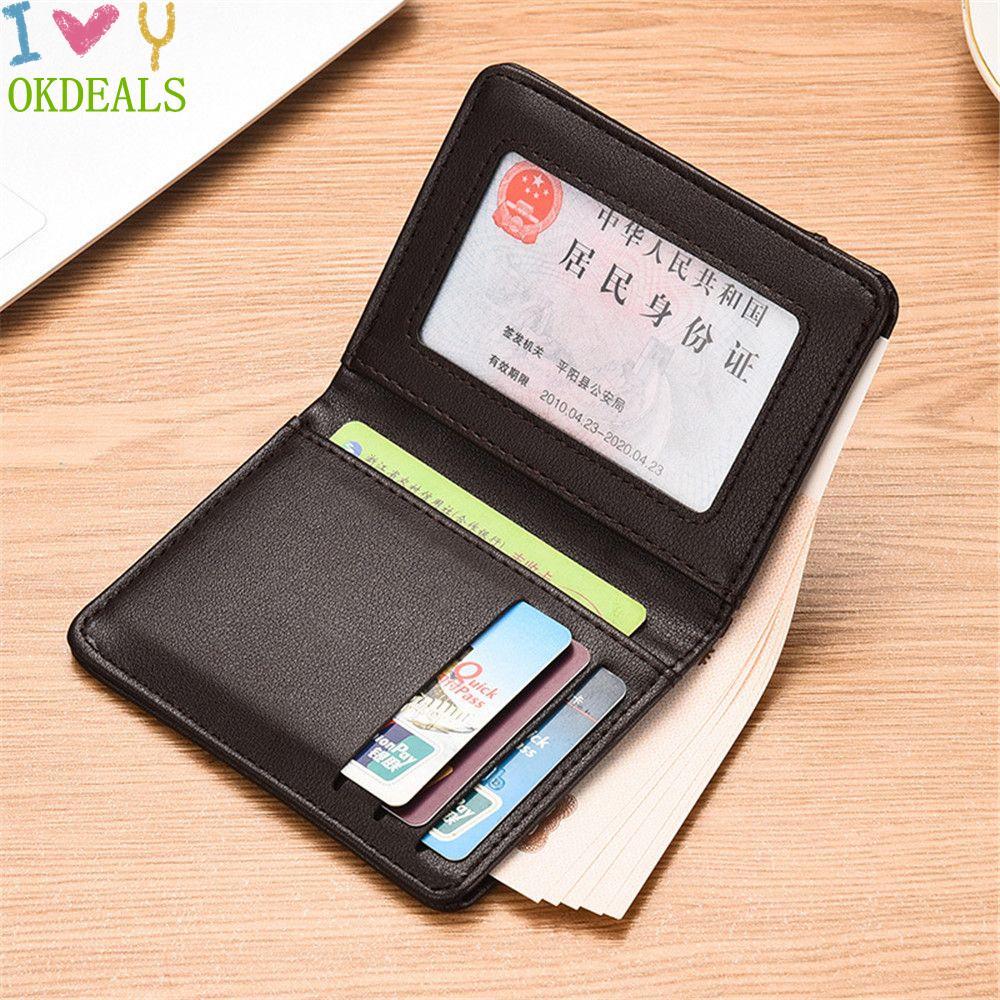 OKDEALS Slim Men Wallet Credit Card Bifold Money Clip Short Leather Purses Fashion Thin Wallet PU Leather Business ID Card Holder/Multicolor