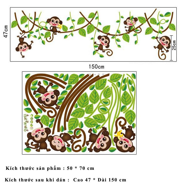 Decal dán tường - Giấy dán tường - Khỉ dây leo - kiddecals - AY7247 | BigBuy360 - bigbuy360.vn