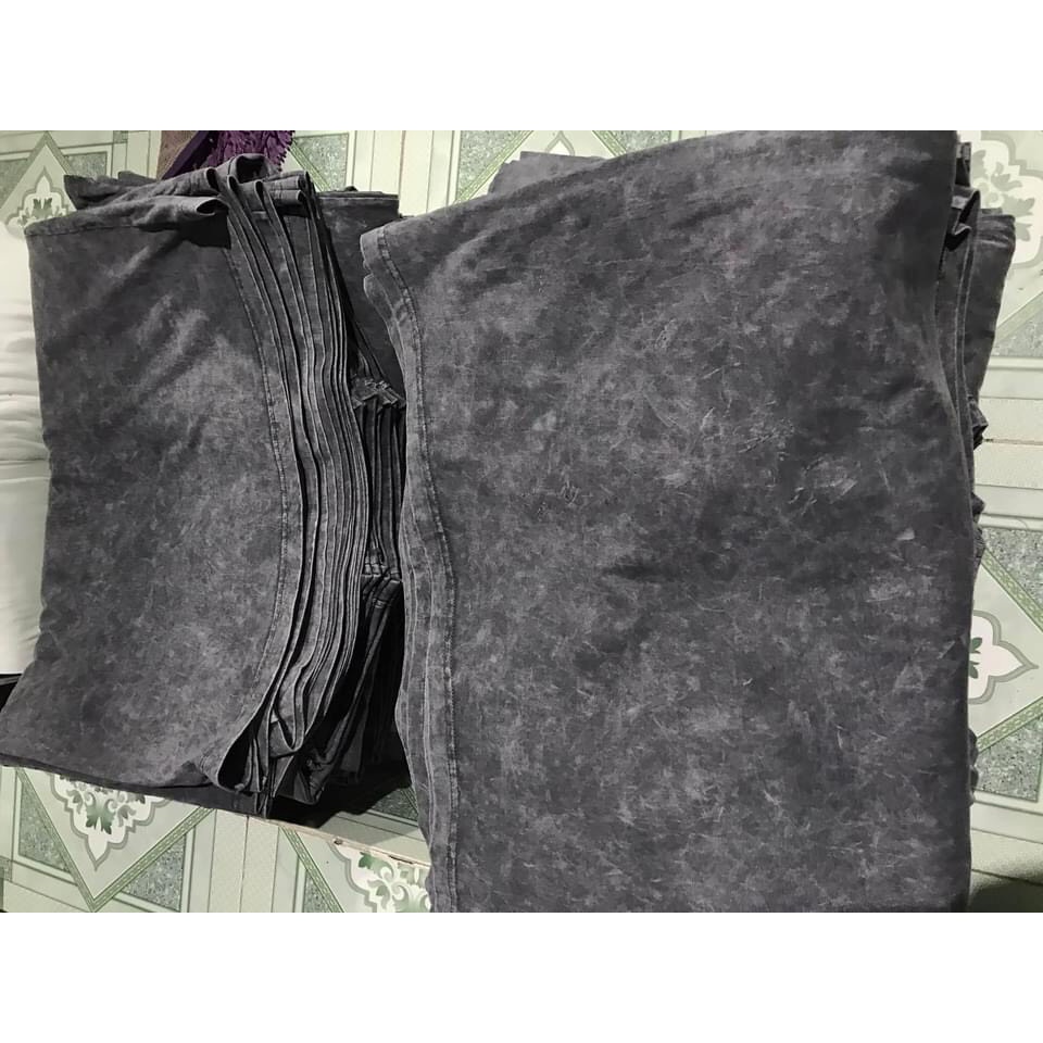 Áo thun tay lỡ Trơn WASH XÁM Cao Cấp, Áo Phông Unisex Form dáng rộng oversize Basic Nam Nữ. KKimShop