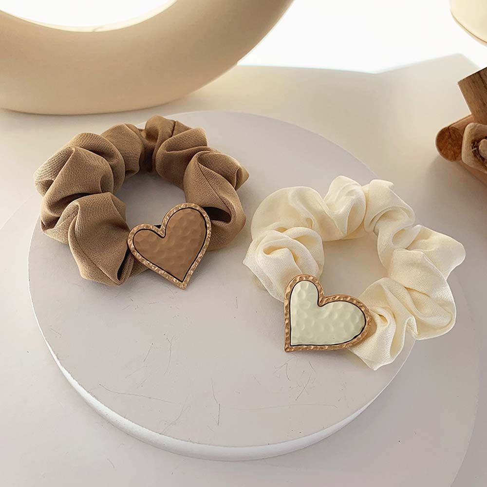 Dây Buộc Tóc Co Giãn Họa Tiết Trái Tim Phong Cách Hàn Quốc Thời Trang Cho Nữ