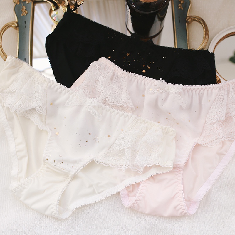 Quần lót cotton siêu mỏng thoáng khí thoải mái lưng thấp họa tiết sao nhẹ nhàng phong cách Nhật cho nữ