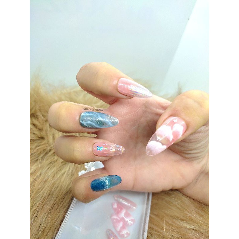 Nail box 109k mây sao ngân hà tráng gương thủy tinh + Keo DũaNailBox Nuna mây gương móng úp thiết kế sẵn. Có now ship