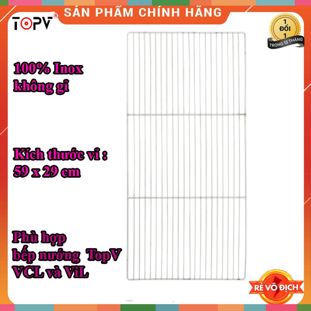 Vỉ nướng inox 44x29cm, phù hợp bếp nướng TopV VCM và ViM,vỉ nướng thịt cao cấp không gỉ, vĩ nướng -mekotech1