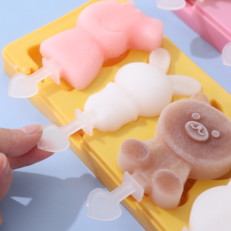 Khuôn làm kem que bằng silicon diy tiện dụng 3-4 ngăn