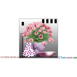 Tranh đính đá Hoa Tulip hồng 60x60
