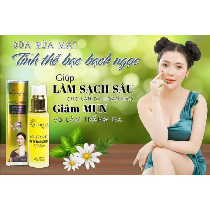Sữa rửa mặt giảm mụn - Sữa rửa mặt tinh thể bạc bạch ngọc NCOLLAGEN 70ml