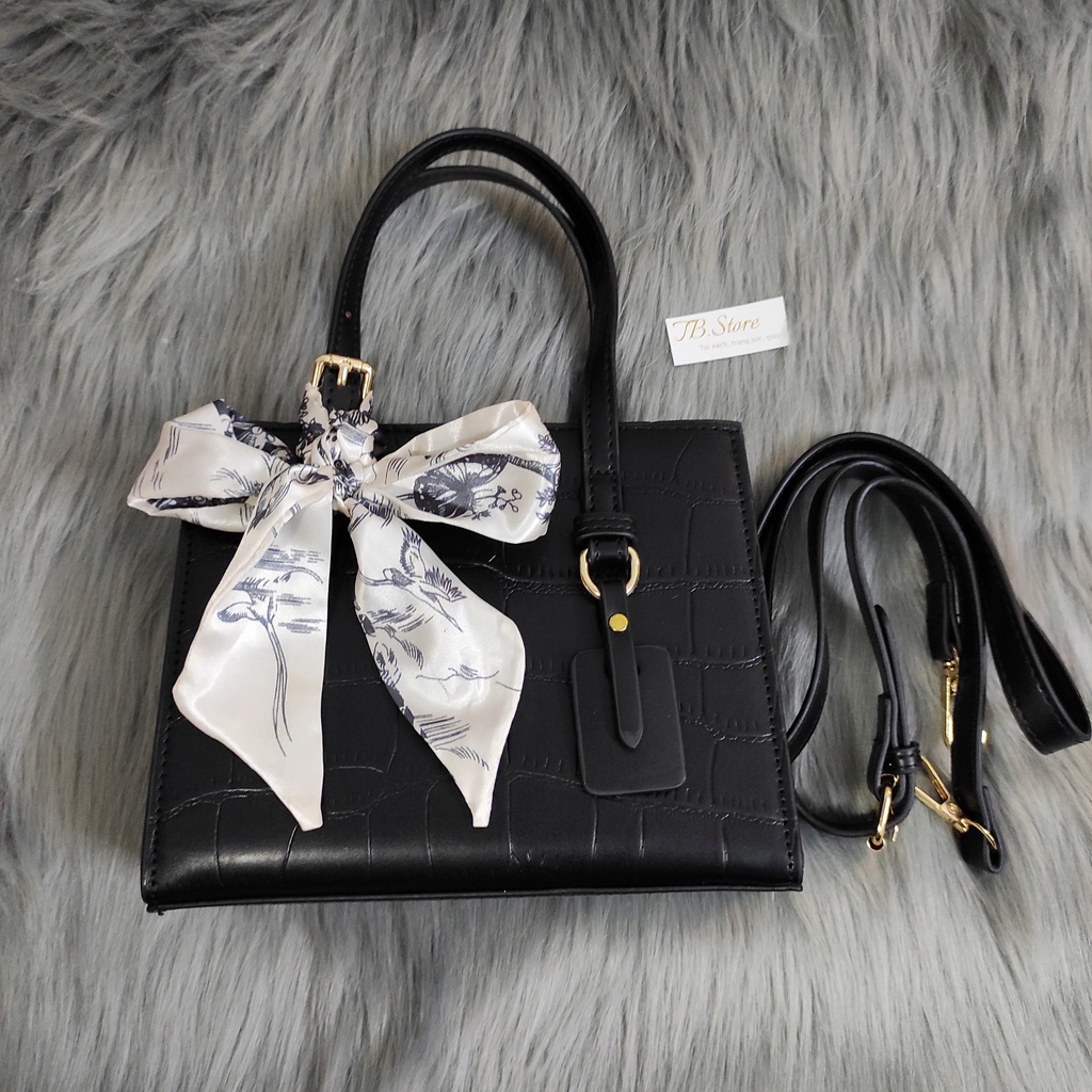 Túi đeo chéo dáng vuông khăn nơ - Hàng loại 1 - TB.Store DC383 20x15x8