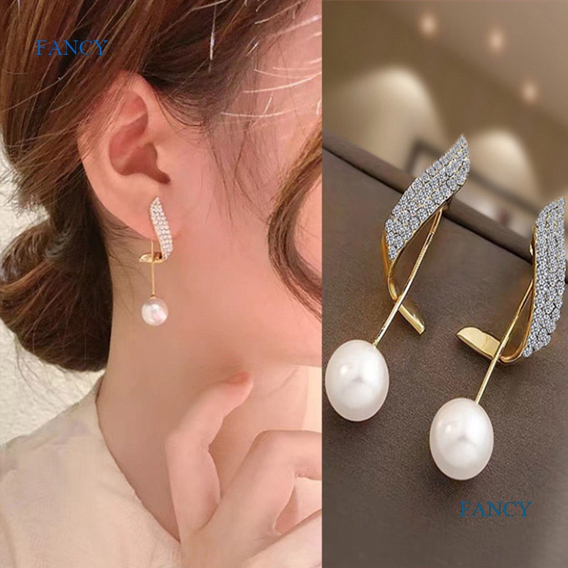 Khuyên Tai Tua Rua Dài Đính Ngọc Trai Nhân Tạo Phong Cách Mới Cổ Điển Cho Nữ