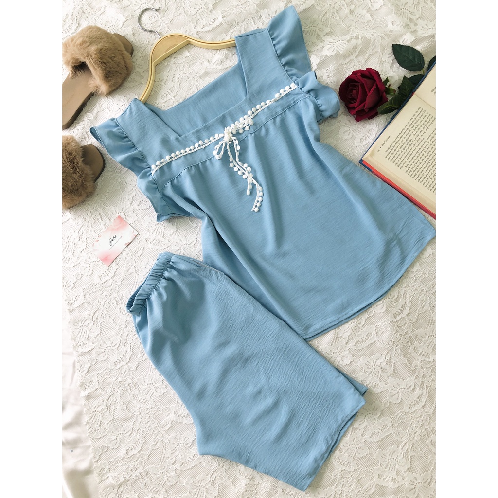 Đồ bộ mặc nhà mẫu lửng Jebi chất lụa tơ tằm cao cấp | BigBuy360 - bigbuy360.vn