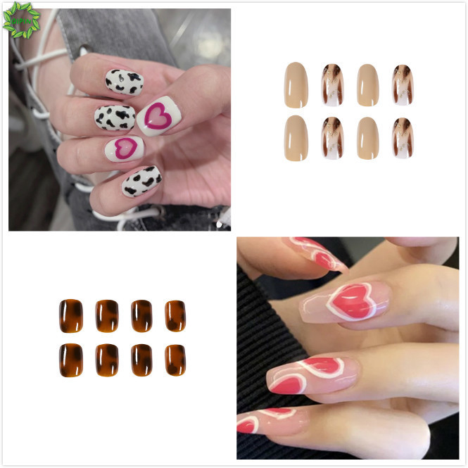 [Hàng mới về] Set 24 móng tay giả trang trí ấn tượng 4 màu sắc tùy chọn