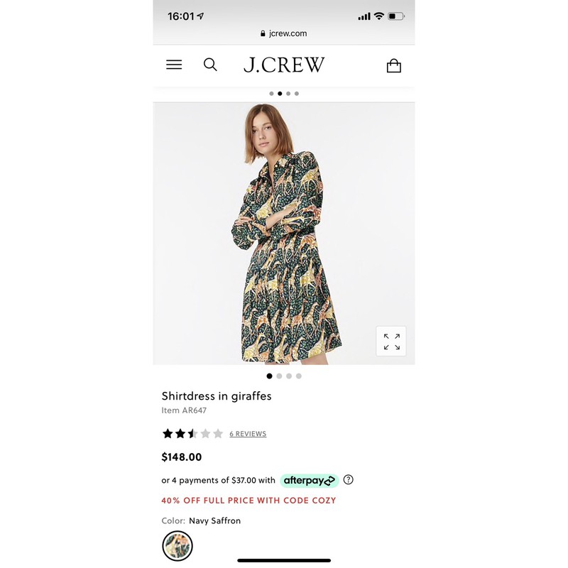Đầm VNXK Jcrew size M hoạ tiết hươu cao cổ