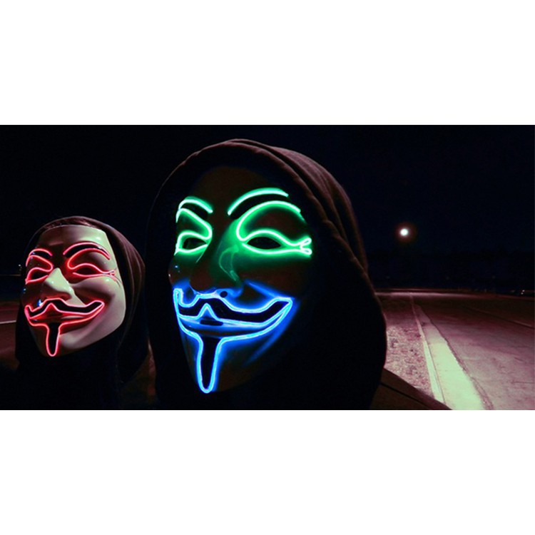 MẶT NẠ HÓA TRANG HACKER anonymous đèn led 7 màu cao cấp-t37