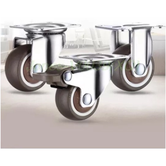 Bánh xe đẩy cao su TPR Niken xám