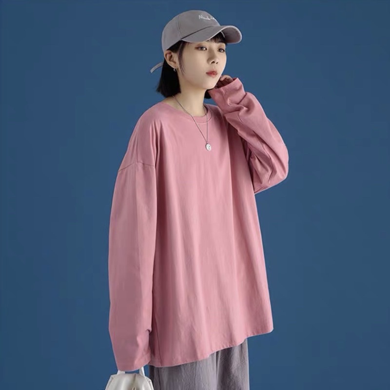 Áo tay dài cotton trơn 13 màu form rộng style unisex nam nữ đều mặc được (có ảnh thật) - LC | BigBuy360 - bigbuy360.vn