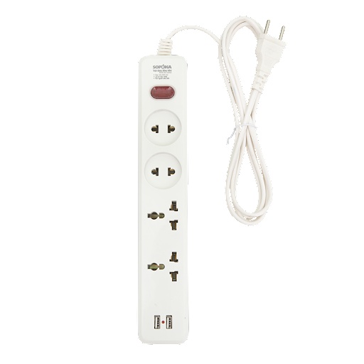 Ổ CẮM CHỐNG CHÁY 4 LỖ 1200W + 2 CỔNG USB 4U1-5 CAO CẤP SOPOKA - Điện Việt