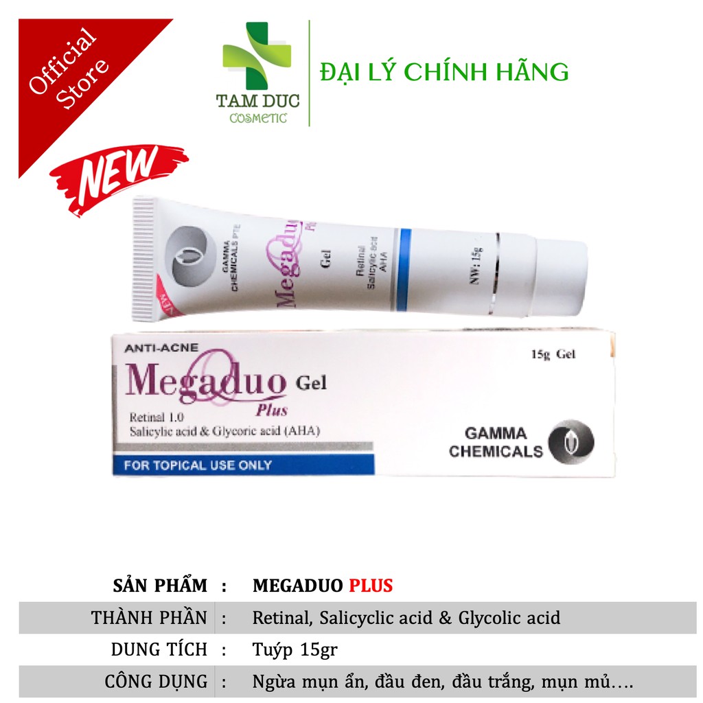 ✅[NEW] MEGADUO PLUS 15gr Gel Ngừa Giảm Mụn Ẩn Mụn Mủ Mụn Đầu Đen và Thâm Megadou megaduo