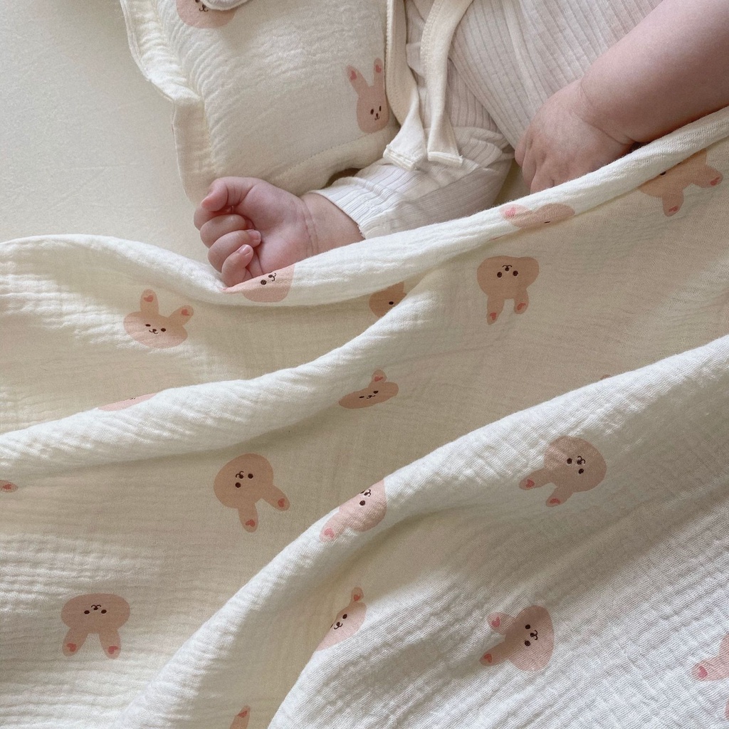 Chăn Cotton Mỏng Thoáng Khí In Họa Tiết Hoạt Hình Dễ Thương Cho Bé