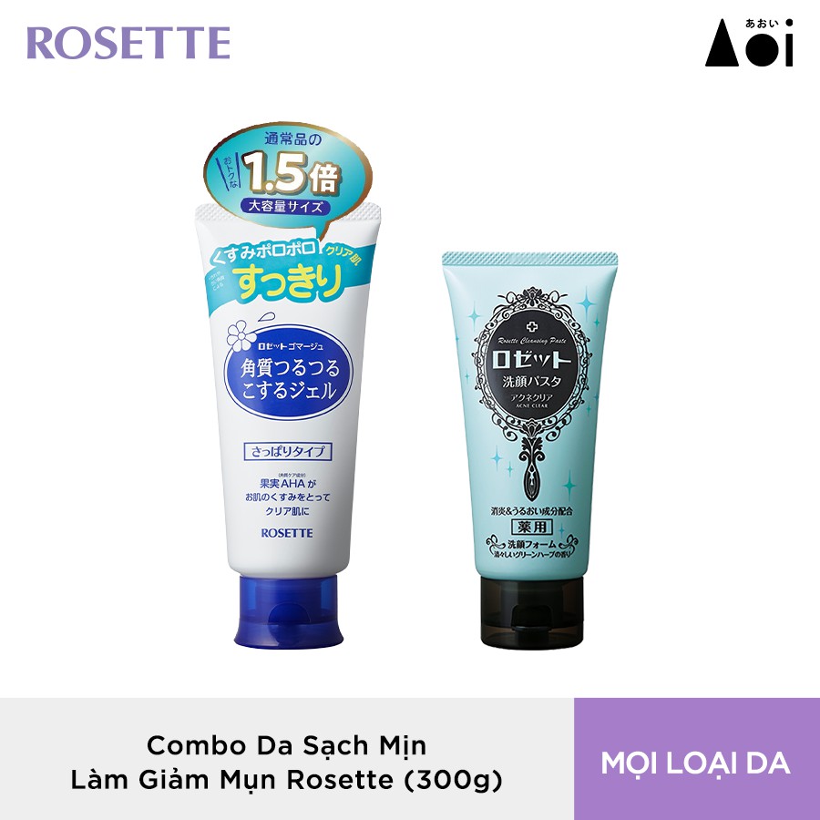 Bộ Sữa Rửa Mặt Làm Giảm Mụn Rosette Pasta Acne Clear 120g và Tẩy Tế Bào Chết Cho Mọi Loại Da Rosette Gommage 180g | BigBuy360 - bigbuy360.vn