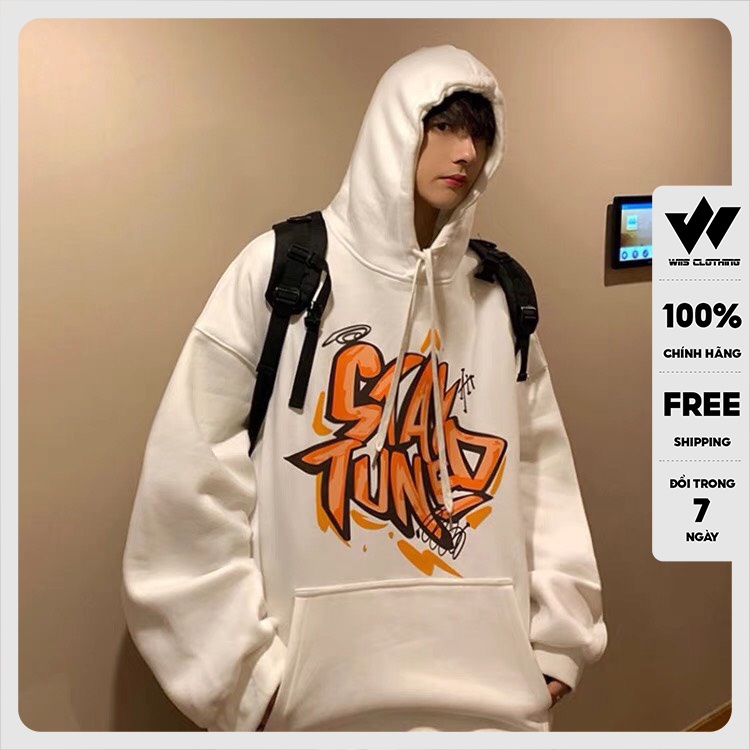 Áo hoodie unisex WIIS form rộng nỉ nam nữ STAY TUNED HD11 thời trang thu đông oversize