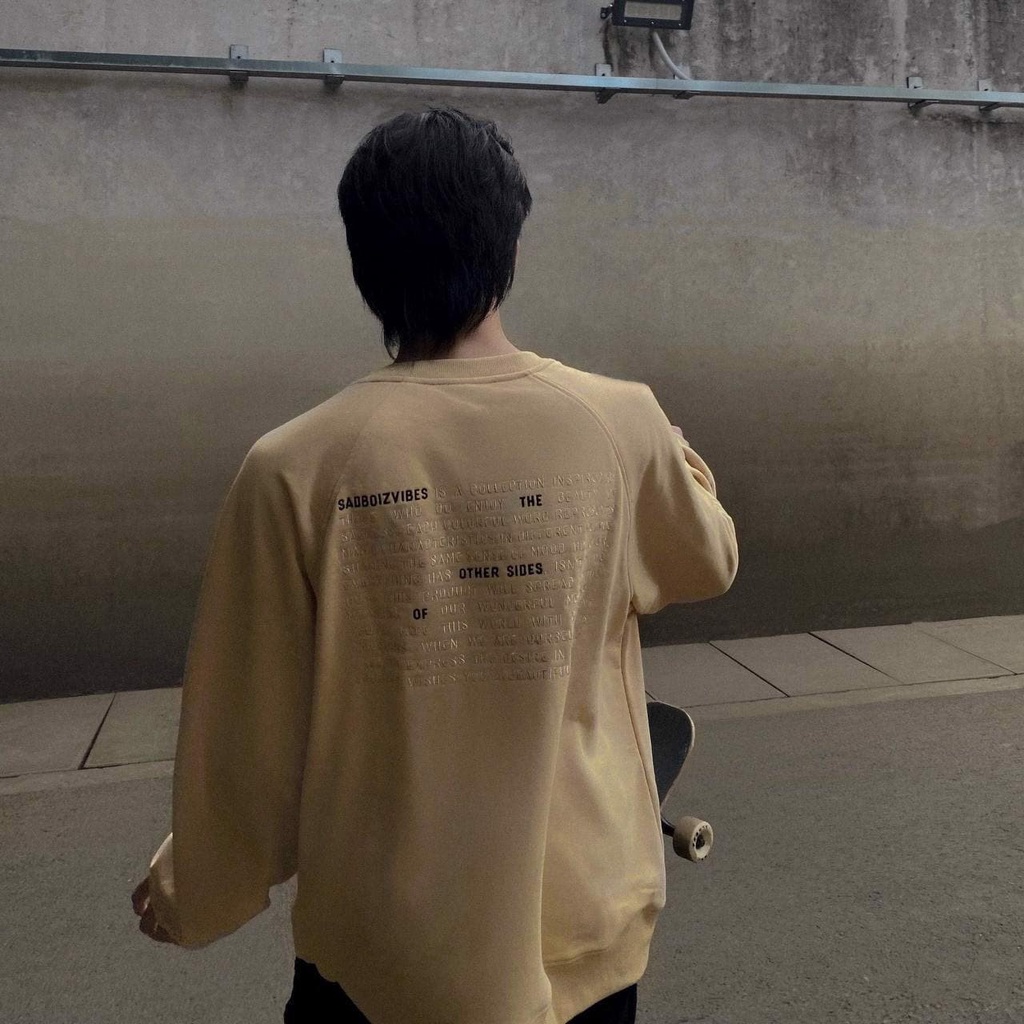 ÁO TAY DÀI SADBOIZVIBES TOSS SWEATER - CREAM (Click Deal Tặng Kèm Móc Khóa Hoặc Túi Tote) | BigBuy360 - bigbuy360.vn