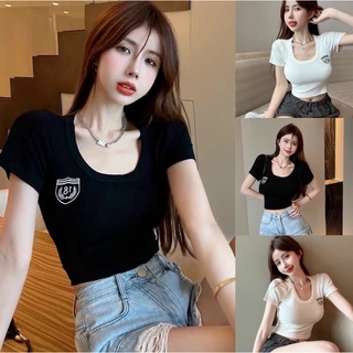 Áo kiểu croptop body thun gân bacis