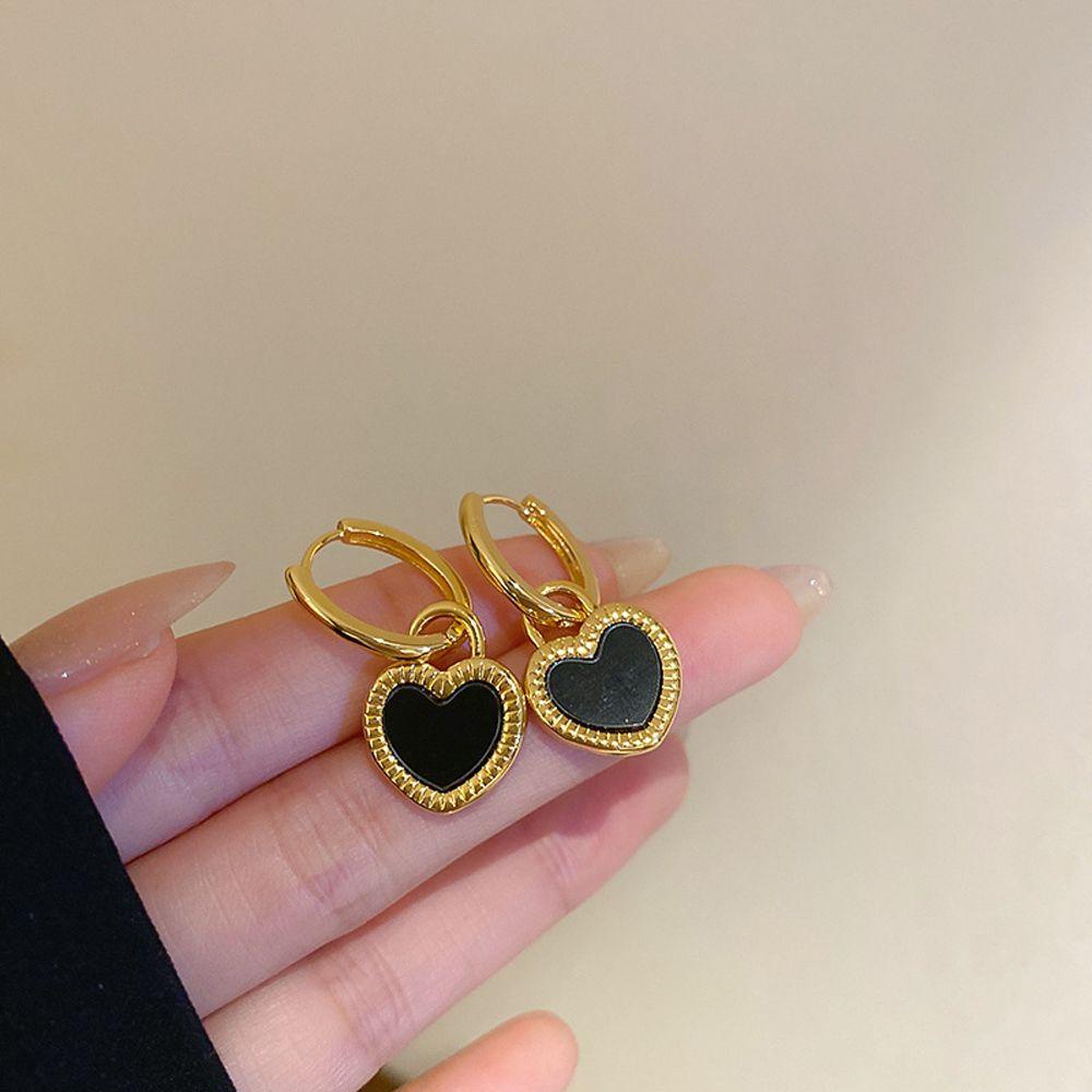 Khuyên Tai Hai Mặt Hình Trái Tim Vỏ Sò Phong Cách Retro Thanh Lịch Cho Nữ