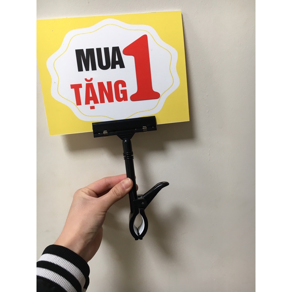 Kẹp quảng cáo V01đen, trắng sữa, trắng trong, kẹp 2 đầu bằng mica chuyên dùng kẹp biển sale, giấy sale