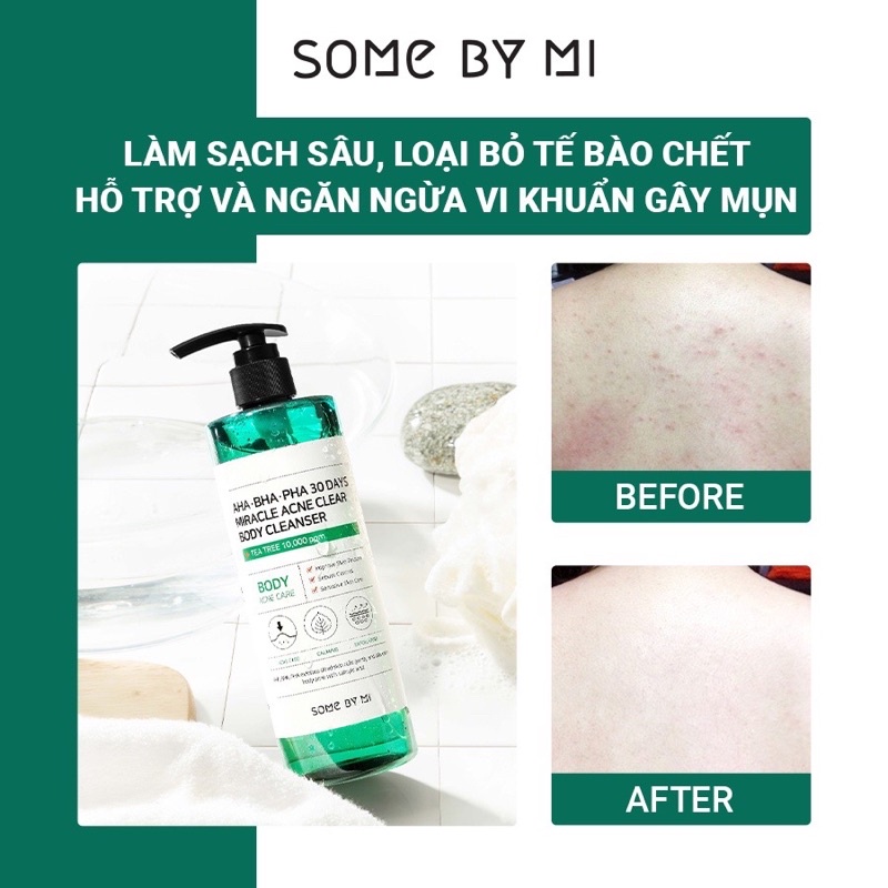 Combo 2 Chai Sữa Tắm Some By Mi AHA-BHA-PHA 30 Days Miracle Acne Clear Body Cleanser 400ml