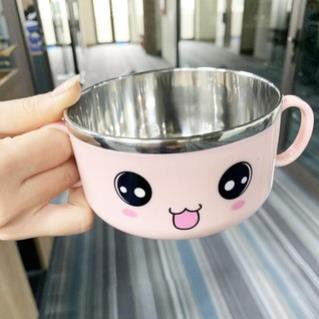 Tô inox 2 Lớp 300ML Chống Nóng Có Đậy Giữ Nhiệt Ăn Mì Đựng Cơm Kèm Thìa