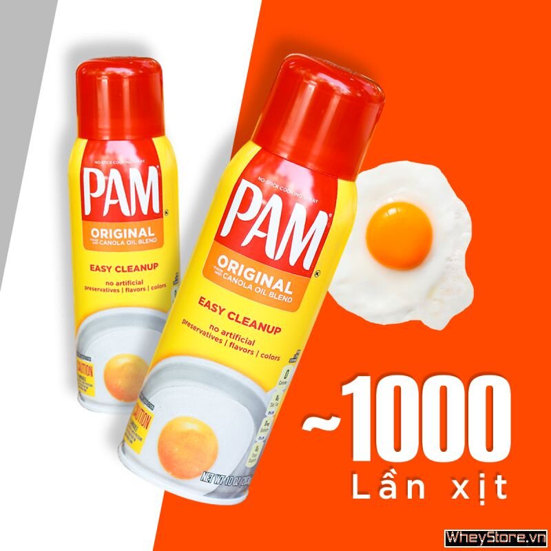 Dầu ăn kiêng dạng xịt Pam 12 oz ~1200 lần xịt chính hãng Mỹ (Có Bill)