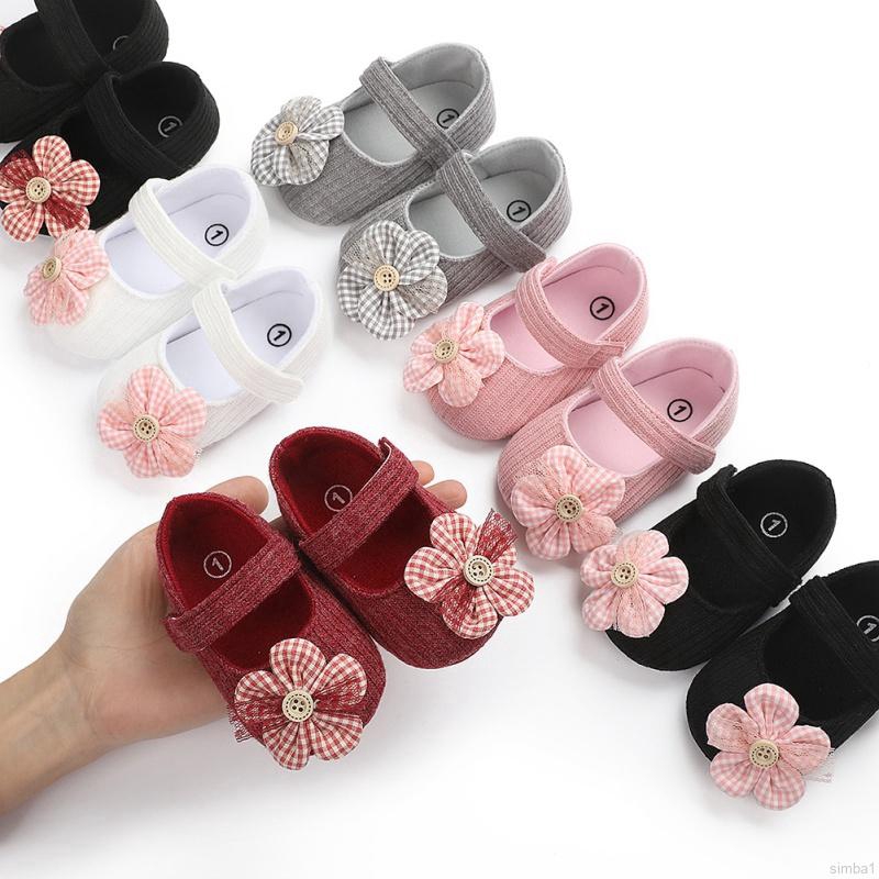 Giày Búp Bê Đính Hoa Xinh Xắn Cho Bé Gái Tập Đi