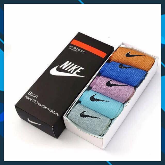 Hộp Tất Nike MIX (5 đôi), Tất Thể Thao Cao Cấp NHIỀU MÀU CAO CỔ Chuyên sỉ tất vớ, Hàng LOẠI 1