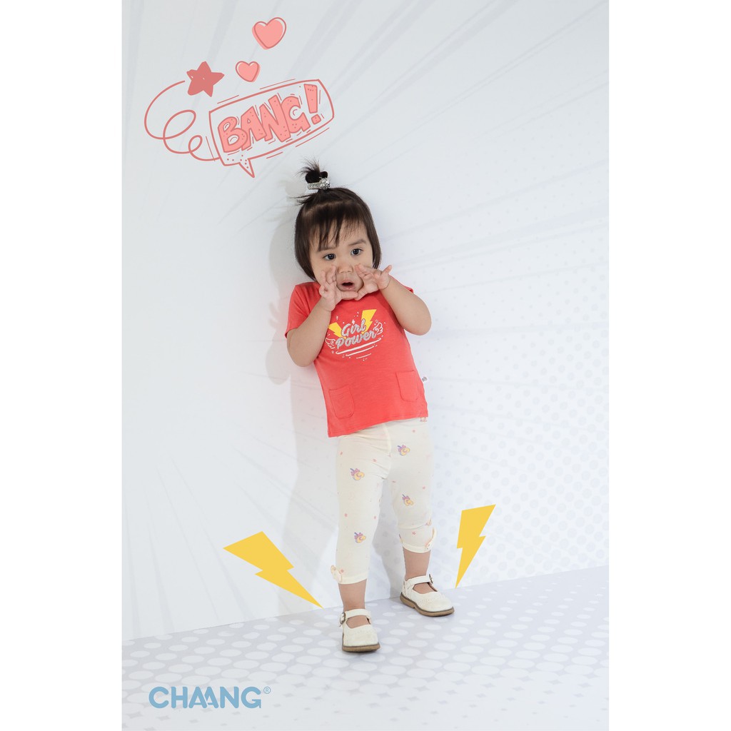 Quần legging nơ hero trắng cho bé gái CHAANG